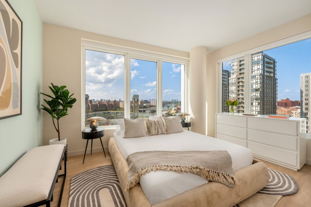 Bedroom in one of Maven's luxury apartments in The Bronx, NY