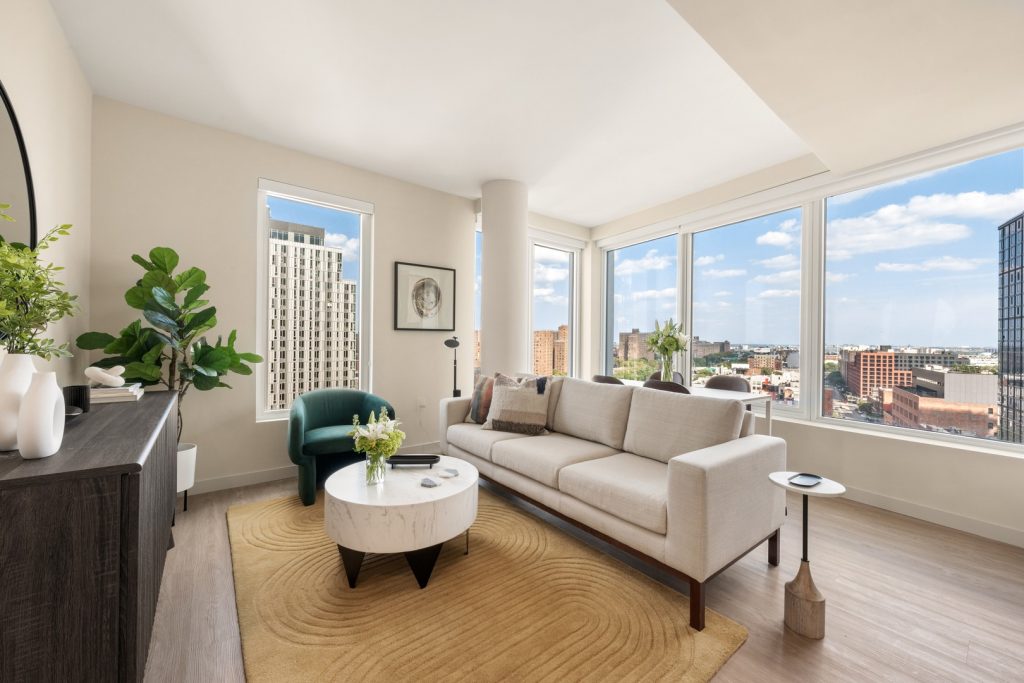 Living room in one of Maven's luxury apartments in The Bronx, NY