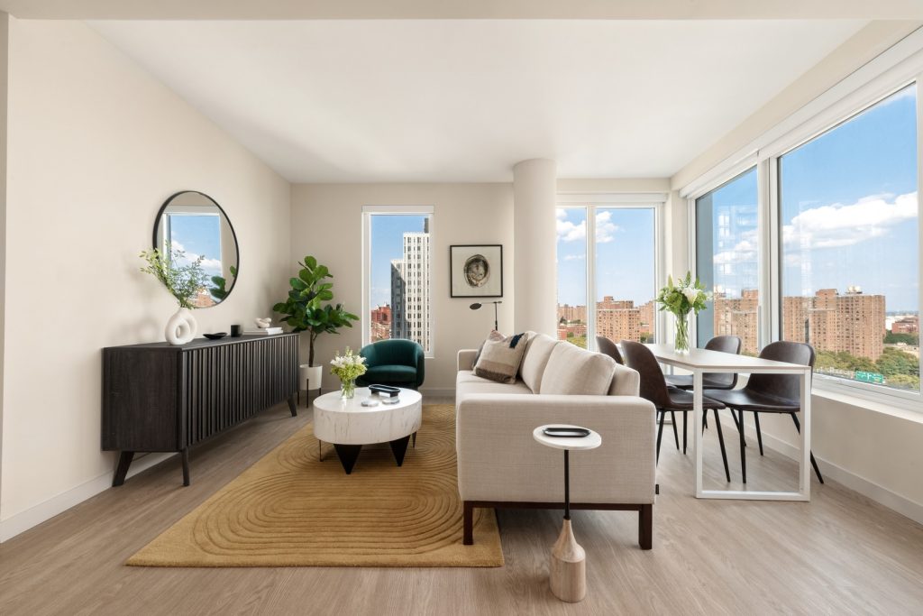 Living room in one of Maven's luxury apartments in The Bronx, NY