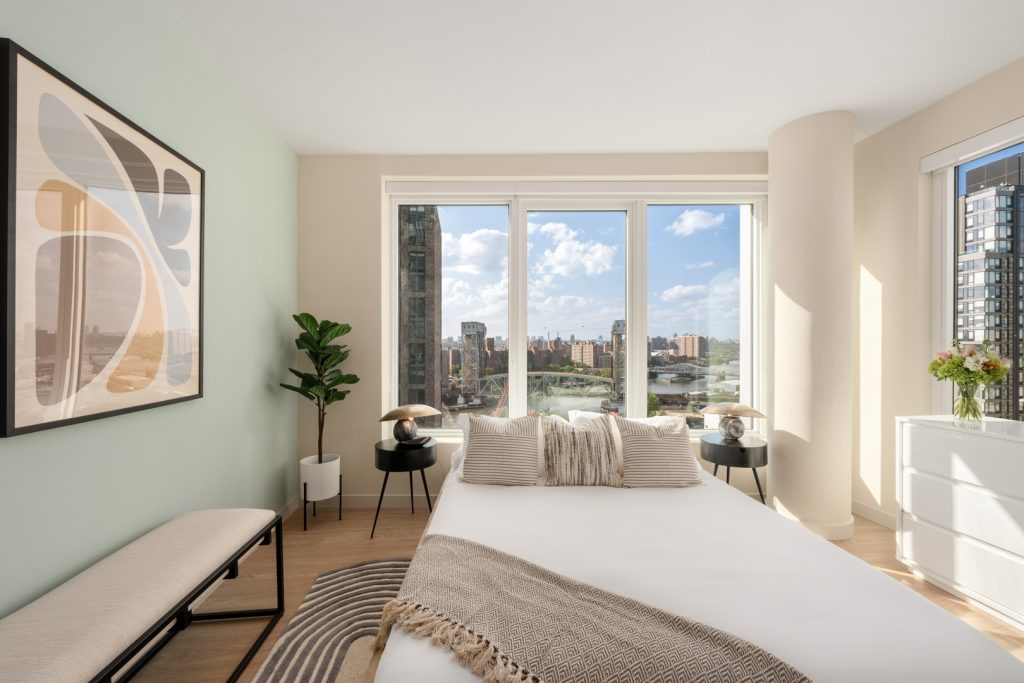 Bedroom in one of Maven's luxury apartments in The Bronx, NY