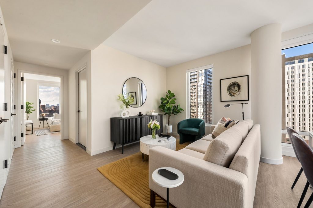 Living room in one of Maven's luxury apartments in The Bronx, NY