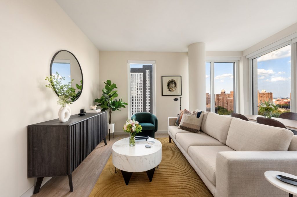 Living room in one of Maven's luxury apartments in The Bronx, NY