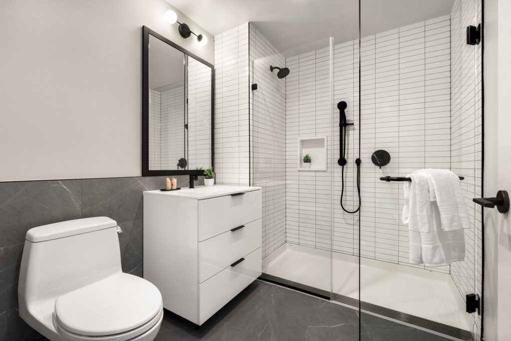 Bathroom & toilet in one of Maven's luxury apartments in The Bronx, NY