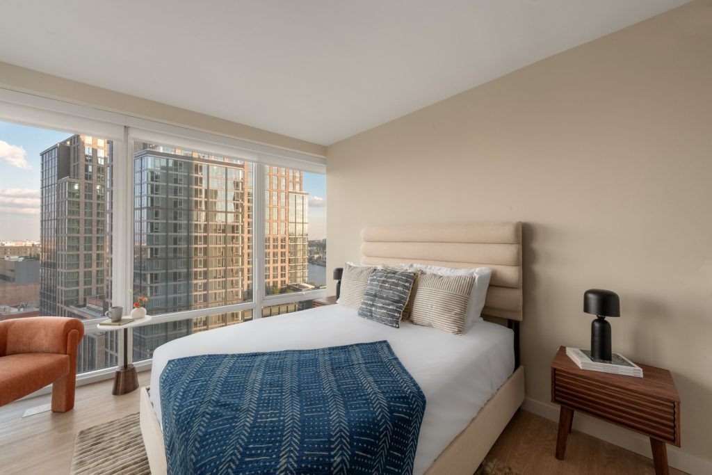 Bedroom in one of Maven's luxury apartments in The Bronx, NY
