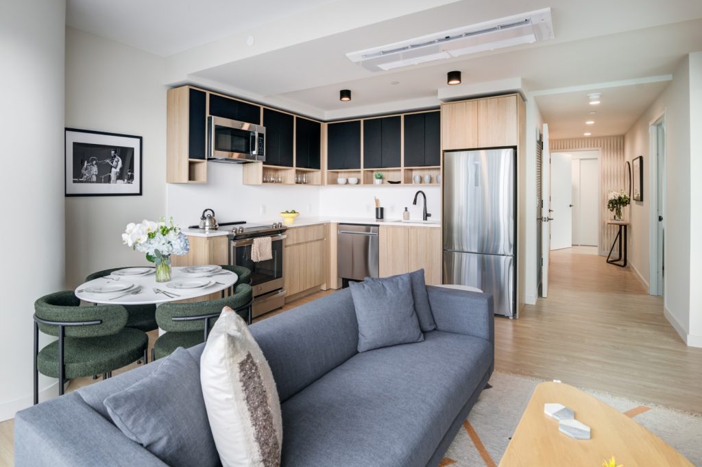 Living room in one of Maven's luxury apartments in The Bronx, NY